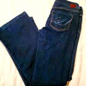 Express X2 Fit and Flare Dark Wash Blue Jeans Size 6L - Great Condition